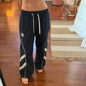 Vintage Navy Track Pants with White Stripe Detail